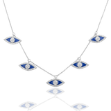 Evil Eye Necklace, 14K White Gold 0.95ct