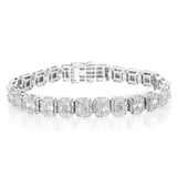 Diamond Baguette Bracelet, 10K White Gold 7.25ct
