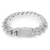 Diamond Cuban Bracelet, 10K White Gold 17.97ct
