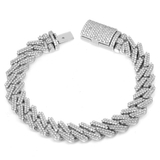 Diamond Cuban Bracelet, 10K White Gold 10.09ct