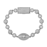 Evil Eye Diamond Ball Bracelet, 10K White Gold 6.50ct