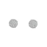 Diamond Cluster Earrings, 14K White Gold 1.40ct