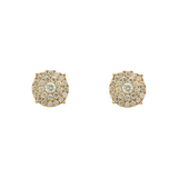 Diamond Cluster Earrings, 14K Yellow Gold 2.04ct