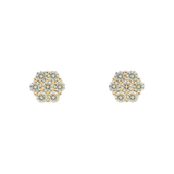 Flower Cluster Earrings, 14K Yellow Gold 2.36ct