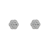 Diamond Cluster Earrings, 14K White Gold 1.20ct