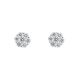 Diamond Cluster Earrings, 14K White Gold 1.45ct