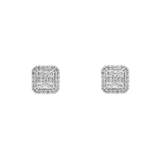 Diamond Square Earrings, 14K White Gold 0.80ct
