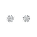 Diamond Cluster Earrings, 14K White Gold 1.50ct