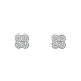 Diamond Clover Earrings, 14K White Gold 1.00ct