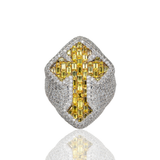 Diamond Cross Ring, 14K White Gold 5.85ct