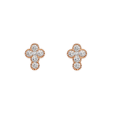 Diamond Cross Earrings, 14K Rose Gold 0.95ct