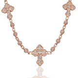 Diamond Ball Cross Chain, 10K Rose Gold 37.65ct