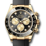 Rolex Cosmograph Daytona Black and Golden Diamond Dial Yellow Gold Black Cerachrom Bezel Oysterflex – 126518LN