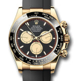 Rolex Cosmograph Daytona Black and Champagne Index Dial Yellow Gold Black Cerachrom Bezel Oysterflex – 126518LN
