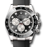 Rolex Cosmograph Daytona Black and Steel Diamond Dial White Gold Black Cerachrom Bezel Oysterflex – 126519LN
