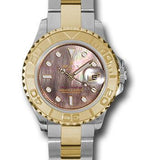 Rolex Yacht-Master 29 Steel and Yellow Gold Black Mother-of-Pearl Dial Time-Lapse Bezel Oyster Bracelet – 169623DKM