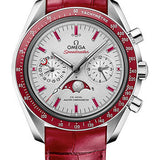 Omega Speedmaster Moonwatch Moonphase Chronograph 44.25mm Platinum Platinum-Gold Dial Red Leather Strap – 304.93.44.52.99.002