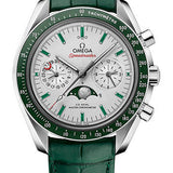 Omega Speedmaster Moonwatch Moonphase Chronograph 44.25mm Platinum Platinum-Gold Dial Green Leather Strap – 304.93.44.52.99.003
