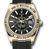 Rolex Sky-Dweller 42mm Yellow Gold Black Index Dial Fluted Bezel Oysterflex Bracelet – 326238BKI