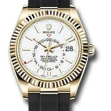 Rolex Sky-Dweller 42mm Yellow Gold White Index Dial Fluted Bezel Oysterflex Bracelet – 326238WI