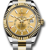 Rolex Sky-Dweller 42mm Yellow Rolesor Champagne Index Dial Fluted Bezel Oyster Bracelet – 326933CH