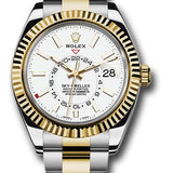 Rolex Sky-Dweller 42mm Yellow Rolesor White Index Dial Fluted Bezel Oyster Bracelet – 326933WH