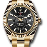 Rolex Sky-Dweller 42mm Yellow Gold Black Index Dial Fluted Bezel Oyster Bracelet – 326938BK