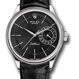 Rolex Cellini Date 39mm Black Dial White Gold Black Leather Strap – 50519