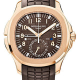Patek Philippe Aquanaut Travel Time Rose Gold Brown Embossed Dial Tropical Composite Strap – 5164R-001