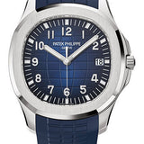 Patek Philippe Aquanaut White Gold Night Blue Embossed Dial Tropical Composite Strap – 5168G-001