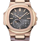 Patek Philippe Nautilus Moon Phases 40mm Rose Gold Black-Brown Dial Fold-Over Leather Strap – 5712R-001