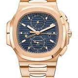 Patek Philippe Nautilus Self-Winding Travel Time Chronograph 40.5mm Rose Gold Sunburst Blue Dial – 5990/1R-001