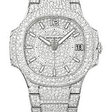 Patek Philippe Nautilus 33.6mm White Gold Diamond-Paved Dial Diamond Bracelet – 7021/1G-001