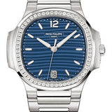 Patek Philippe Nautilus 35.2mm Steel Blue Opaline Dial Diamond-Set Bezel Steel Bracelet – 7118/1200A-001