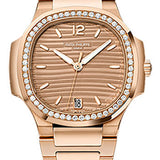 Patek Philippe Nautilus 35.2mm Rose Gold Golden Brown Opaline Dial 56-Diamond Bezel – 7118/1200R-010