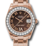 Rolex Pearlmaster 34 Everose Gold Chocolate Roman Dial 32-Diamond Bezel Pearlmaster Bracelet – 81285CHODRP