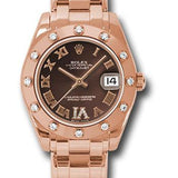 Rolex Pearlmaster 34 Everose Gold Chocolate Roman Dial 12-Diamond Bezel Pearlmaster Bracelet – 81315CHODR