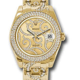 Rolex Pearlmaster 34 Yellow Gold Champagne Arabesque Diamond Dial Pearlmaster Bracelet – 81338ARABESQUE