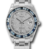 Rolex Pearlmaster 34 White Gold Diamond-Paved Roman Dial Sapphire Baguette Bezel – 81349SADPR