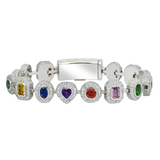 Diamond Multishaped Colored Bracelet, 10K White Gold