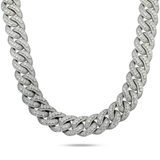 Diamond Pave Cuban Necklace, 10K White Gold 89.04ct