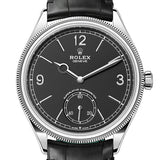 Rolex 1908 39mm White Gold Matt Black Dial Leather Strap – 52509