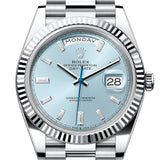 Rolex Day-Date 40 Platinum Ice Blue Diamond Dial Fluted Bezel President Bracelet – 228236IBDIA