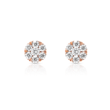 Diamond Cluster Earrings, 14K White Gold 0.5ct