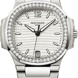 Patek Philippe Nautilus 33.6mm Stainless Steel Silver Dial Diamond Bezel – 7018/1A-001