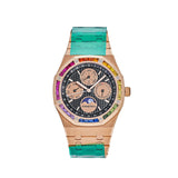 Audemars Piguet Royal Oak Perpetual Calendar 26614OR.YY.1220OR.01 Rose Gold Rainbow Bezel Black Dial Limited Edition