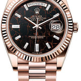 Rolex Day-Date 40 Everose Gold Eisenkiesel Diamond-Set Dial Fluted Bezel President Bracelet – 228235EIDIA