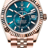 Rolex Sky-Dweller 42mm Everose Gold Blue-Green Dial Fluted Bezel Jubilee Bracelet – 336935BG