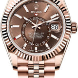 Rolex Sky-Dweller 42mm Everose Gold Chocolate Dial Fluted Bezel Jubilee Bracelet – 336935CHO