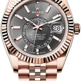 Rolex Sky-Dweller 42mm Everose Gold Slate Dial Fluted Bezel Jubilee Bracelet – 336935SLT